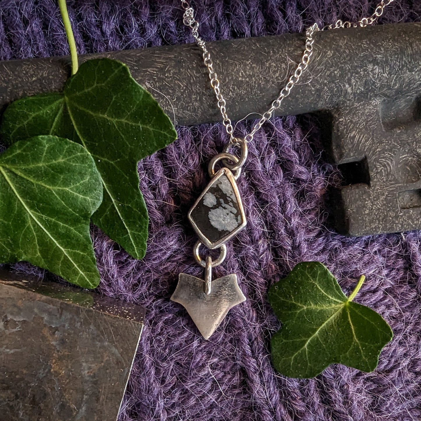 Spirit of Ivy . Snowflake Obsidian Saturn Talisman